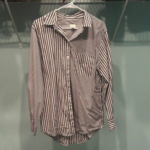 a new day taupe and White Striped button down